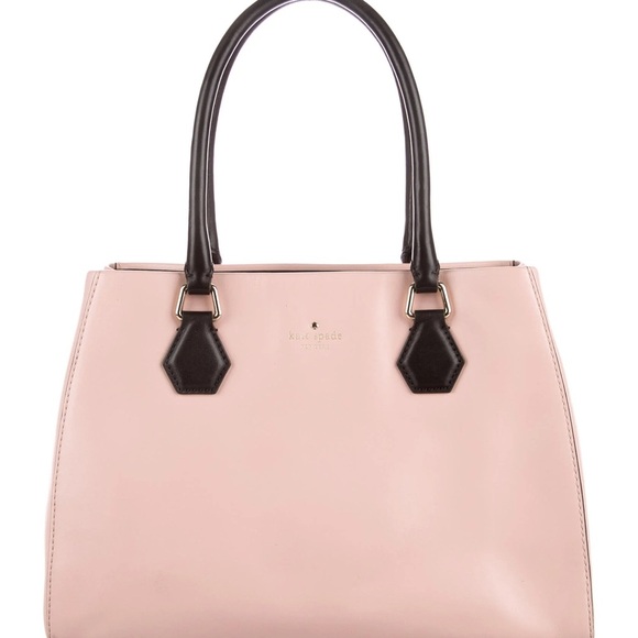 Kate Spade Catherine Street Wensley Blush and Black Satchel Tote handbag - Picture 1 of 15
